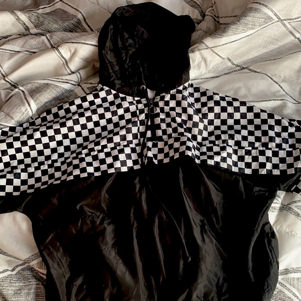 Black checkered jacket , very fashionable !